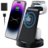 Foldable 3 in 1 Wireless Charging Station,18W Fast Charger Stand for iPhone14/13/12/ProMax/Pro/14/13Mini/XSMax/XR/8/8/7Plus,Apple Watch Ultra/8/7/SE/6/5/4/3/2/1, AirPods 1/2/3/Pro/Pro2 (Pink)